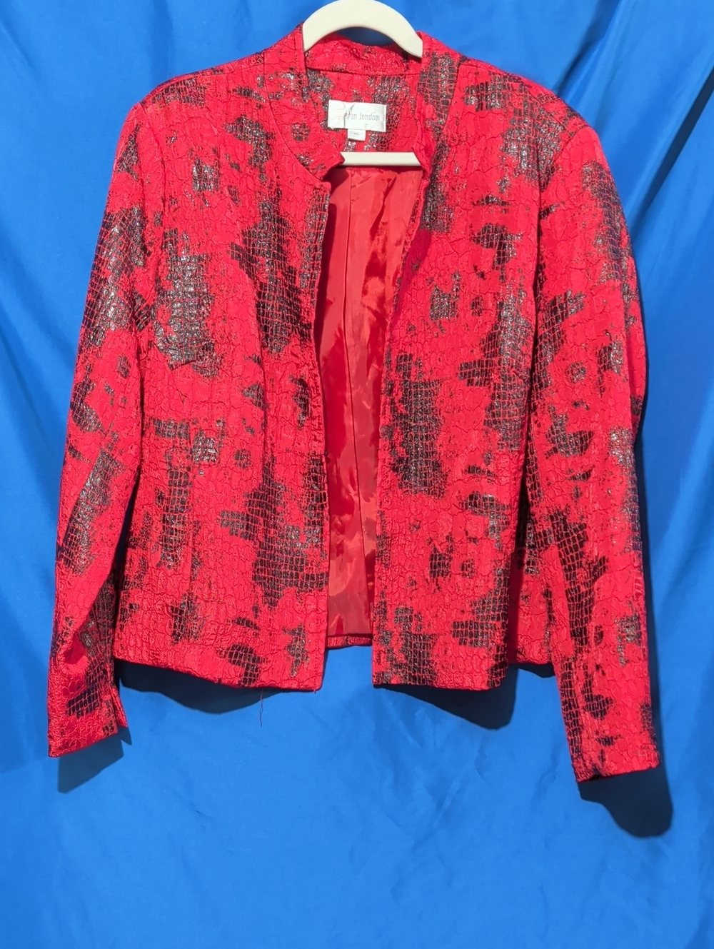 erin london Red and Black Open-Front Patterned Jacket